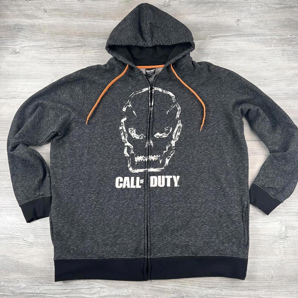 Call of Duty Black Ops III Hoodie Mens 2XL Charcoal Gray Full Zip Thru Promo EUC